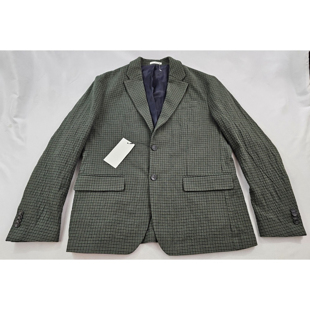 Zara dress jacket blazer mens L Large green 1564/310/505 pockets check $120